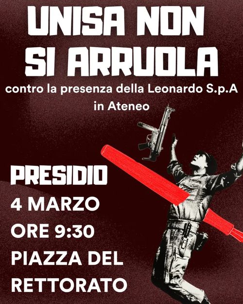 Presidio "UNISA non si arruola", contro la presenza della Leonardo S.P.A. in Ateneo